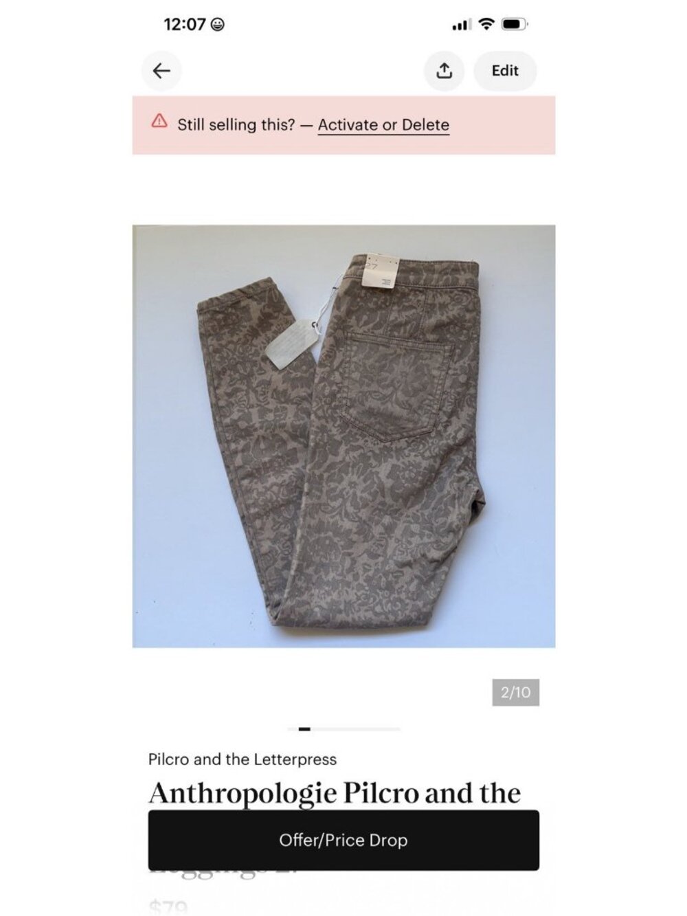 Anthropologie Pilcro Letterpress High Rise Floral Denim Leggings Jeans 27 NWT - Picture 6 of 7